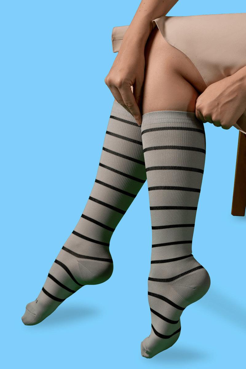 Closed Toe: 15-20 mmHg - STRIPE - Booms Compression - Wear Booms - Booms Compression Socks